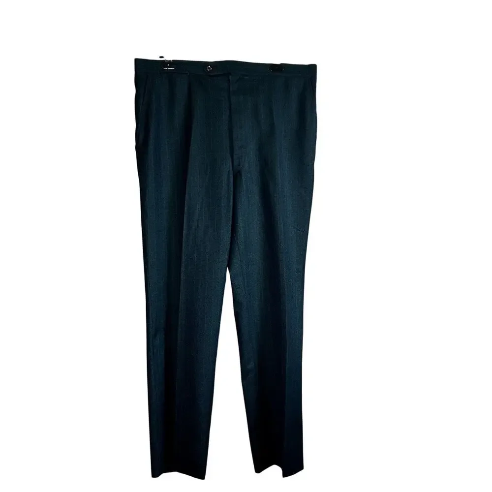 VTG 60s Ne Plus Ultra Iridescent Teal Sharkskin Mod Trousers Side Tab 38x29